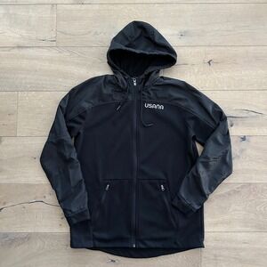 USANA Mens Full Zip Hoodie Jacket Lightweight Black Activewear Medium